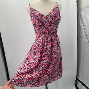 Yumi Kim Silk Dress- tulip hem with pockets, pink, blue and white floral print